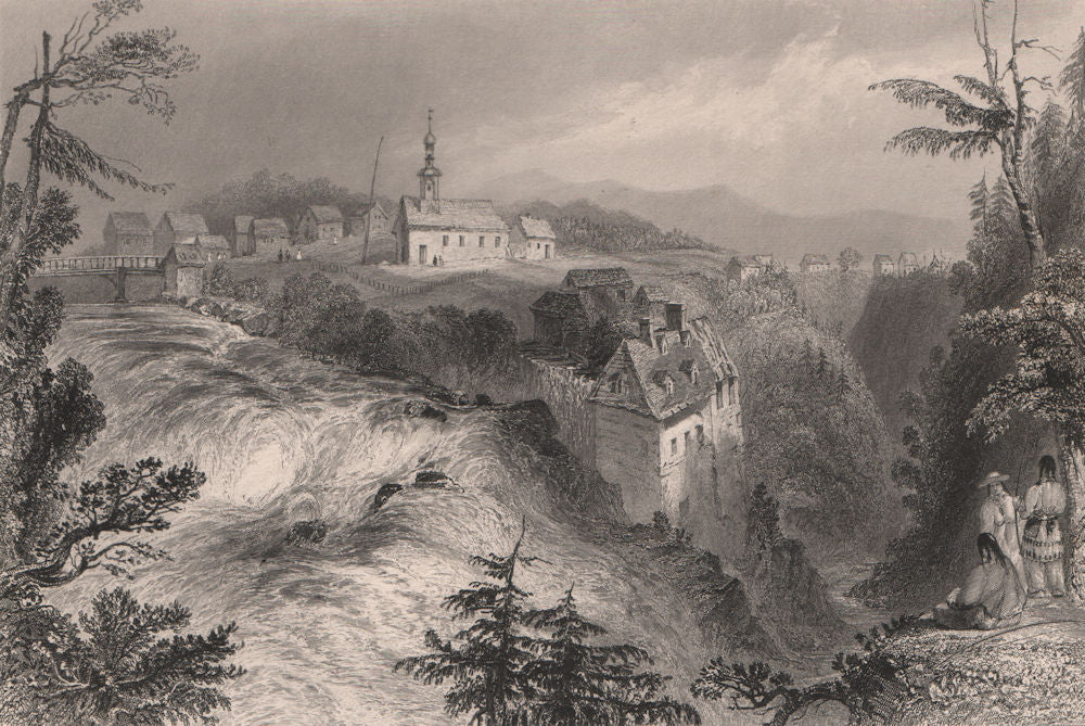 QUEBEC. Chute Kabir Kouba. Église Notre-Dame-de-Lorette. Wendake. BARTLETT 1842